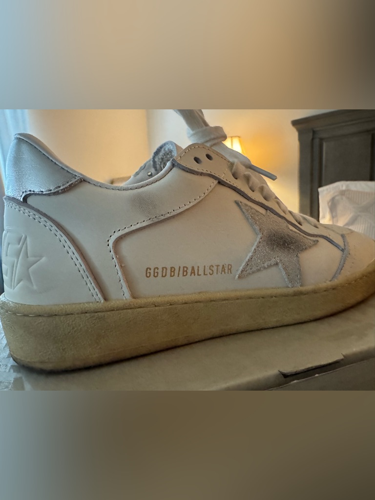 Golden Goose Kids White Leather Sneakers With Gray Suede Star